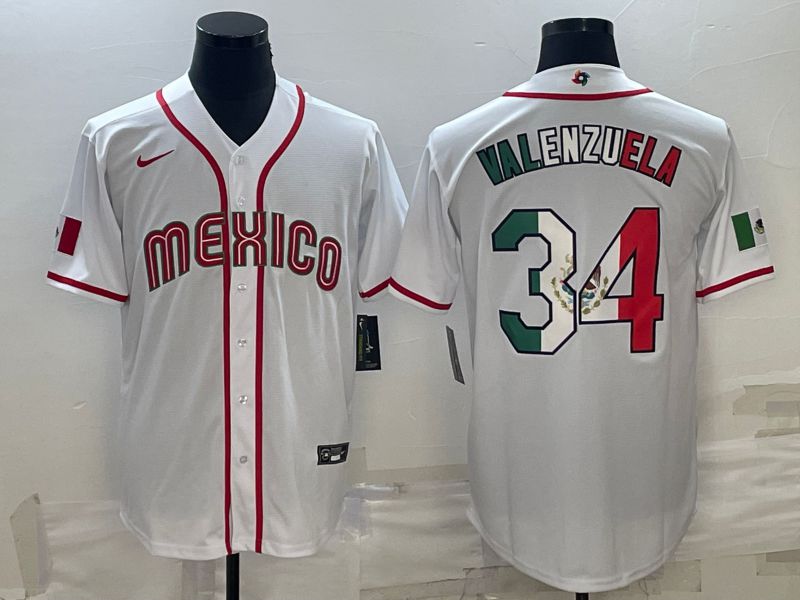 Men 2023 World Cub Mexico #34 Valenzuela White Nike MLB Jersey5->more jerseys->MLB Jersey